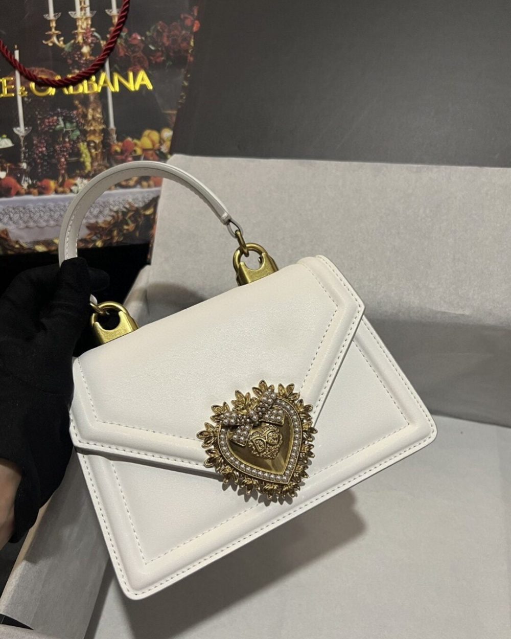 Dolce & Gabbana Small Devotion Bag In Plain White For Women 7.5in/19cm DG BB6711AV89380002