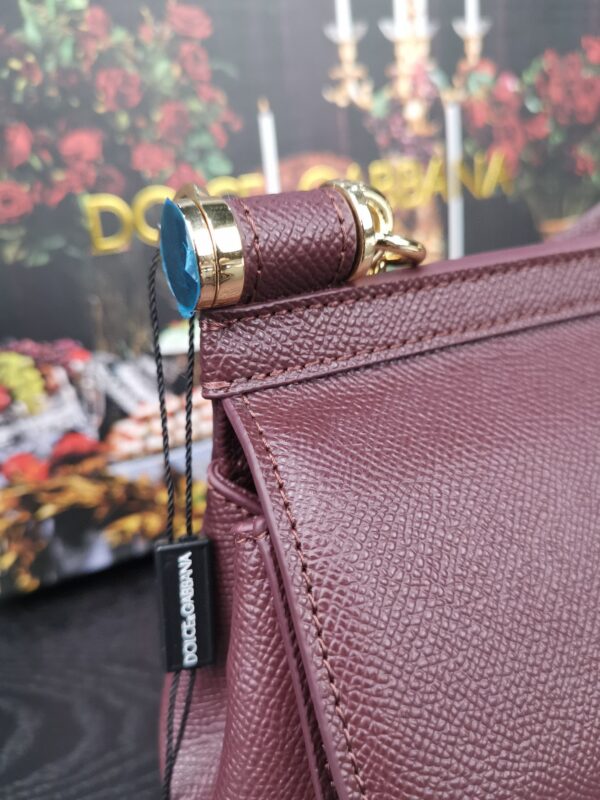 Dolce & Gabbana Small Sicily Bag In Dauphine Burgundy For Women 7.5in/19cm DG