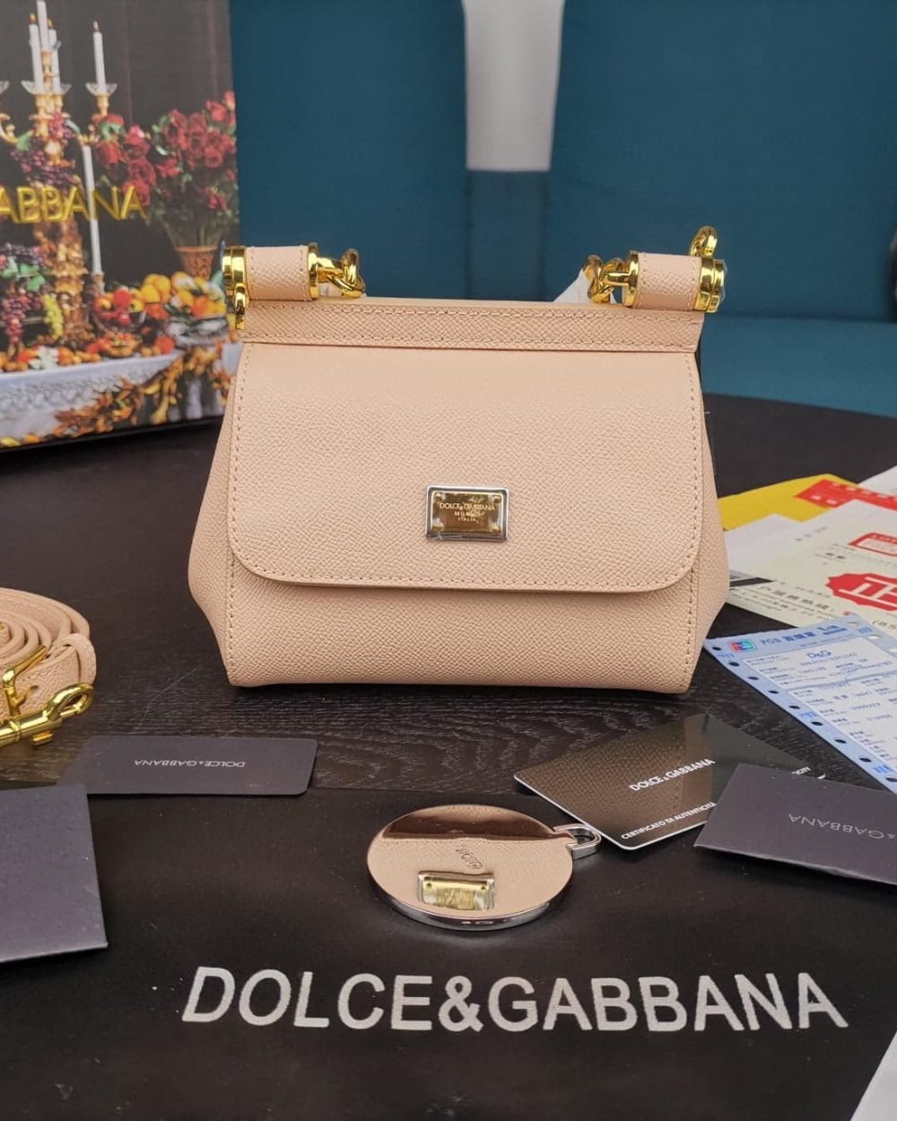 Dolce & Gabbana Small Sicily Bag In Dauphine Pale Pink For Women 7.5in/19cm DG BB7116A100180414