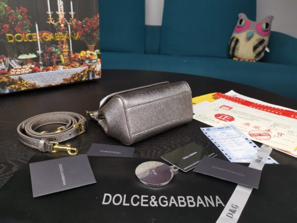 Dolce & Gabbana Small Sicily Bag In Dauphine Silver For Women 7.5in/19cm DG
