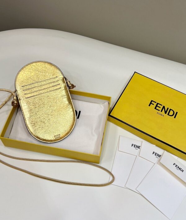 1:1 Replica Fendi 12 Pro Phone Holder Gold Bag For Woman 21.5cm/8.5in 7AS055AISPF0RXU