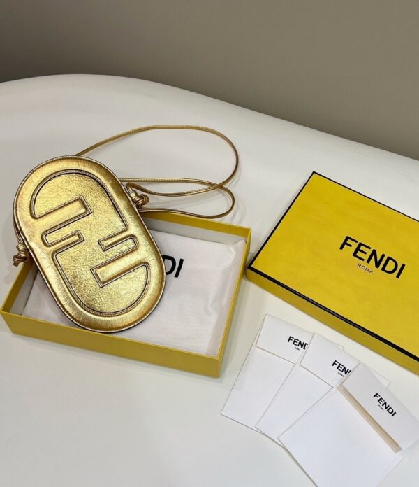 1:1 Replica Fendi 12 Pro Phone Holder Gold Bag For Woman 21.5cm/8.5in 7AS055AISPF0RXU