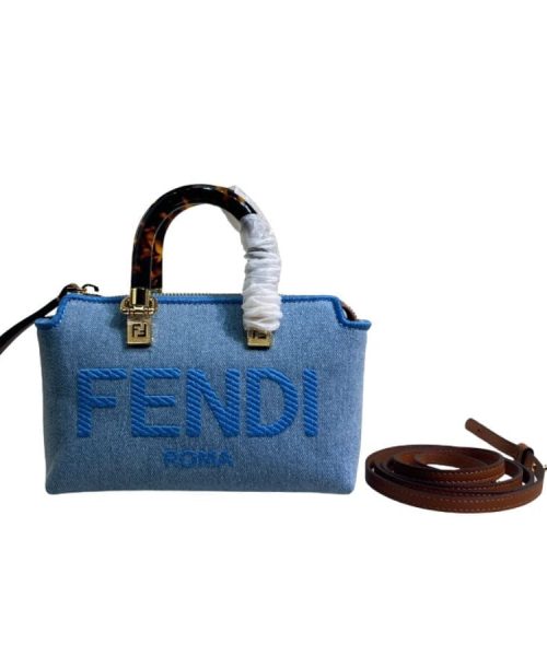 1:1 Replica Fendi Anws By The Way Mini Bag Blue For Women 18cm / 17.1in