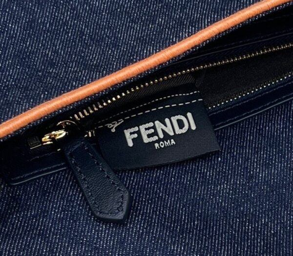 1:1 Replica Fendi Baguette Blue Denim Orange Border Bag For Woman 26cm/10in