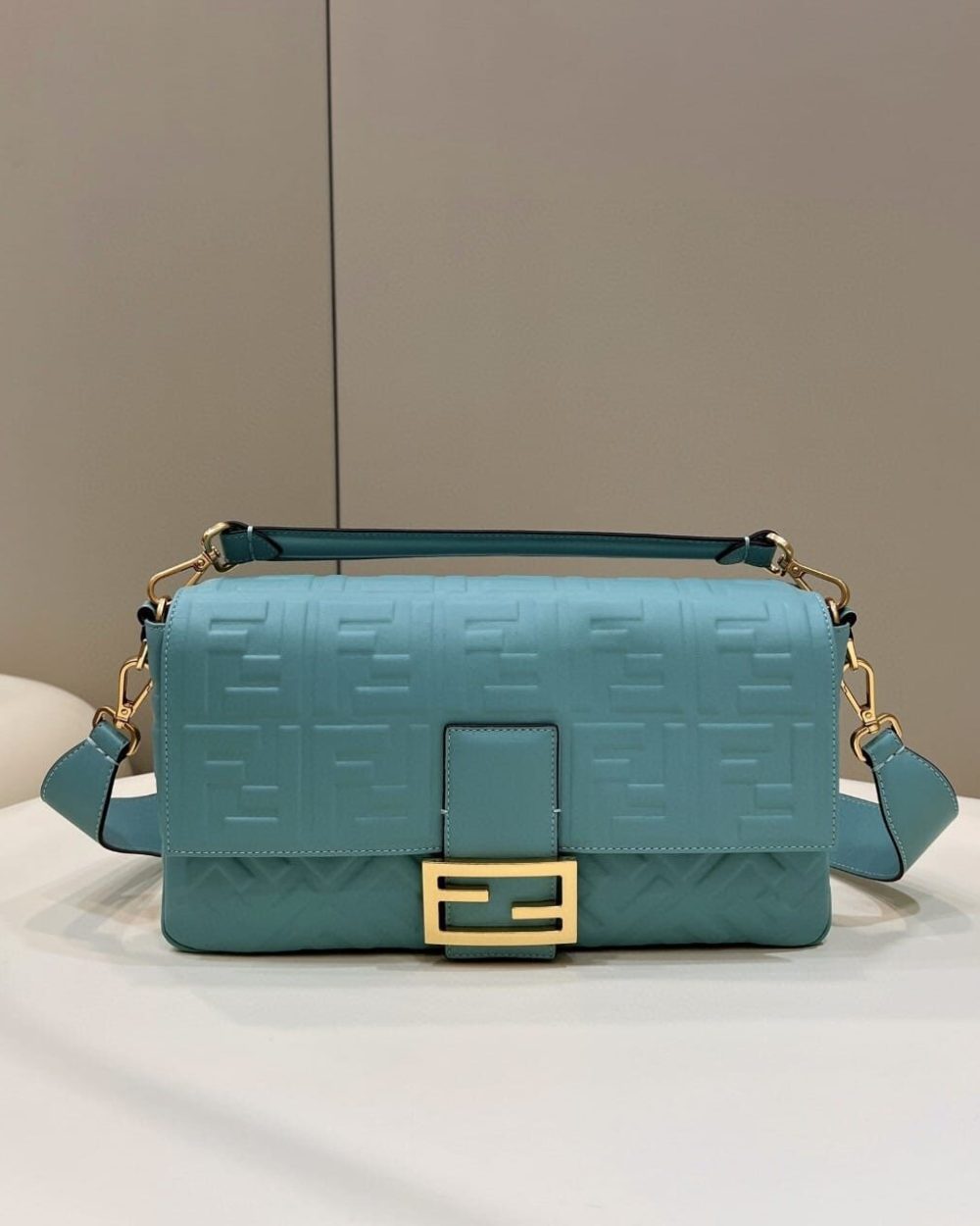 1:1 Replica Fendi Baguette Medium Mint Green Bag For Woman 27cm/10.5in 8BR600A72VF1IV6