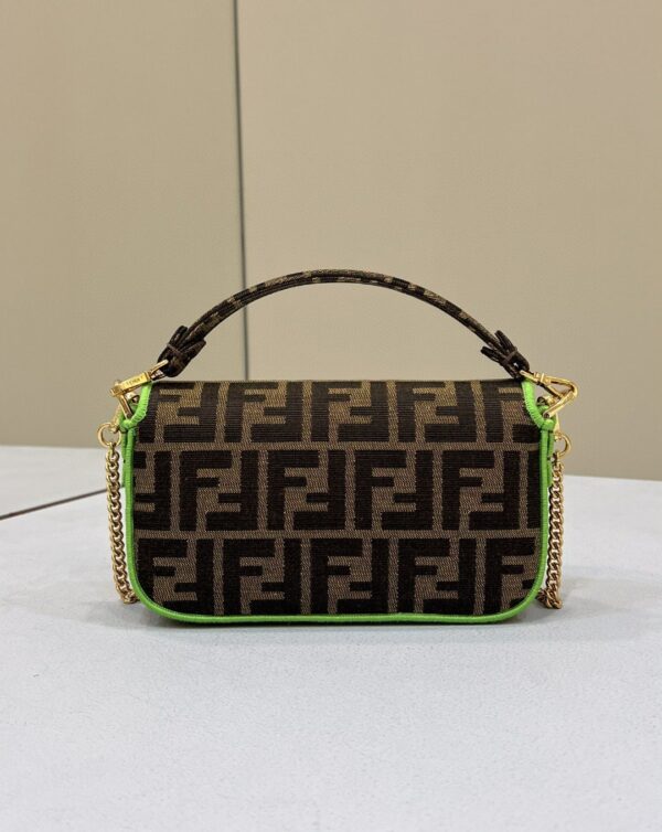 1:1 Replica Fendi Baguette Small Brown Fabric Green Border Bag For Woman 18cm/7in