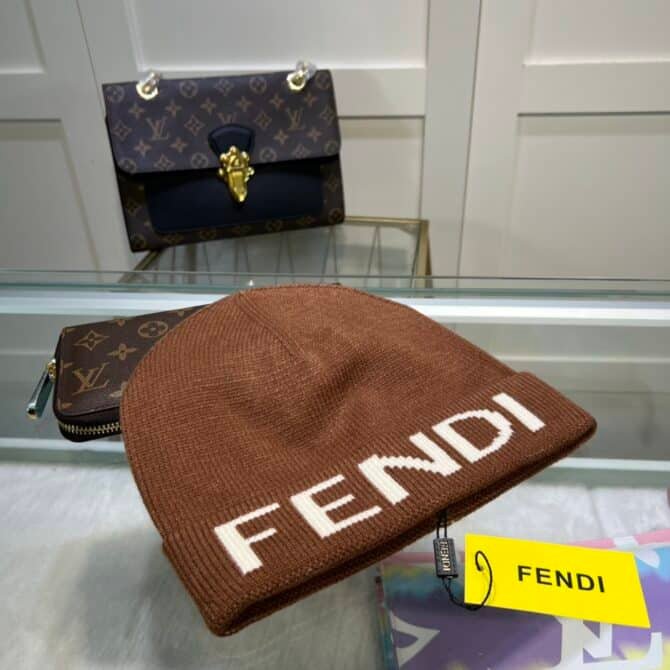 fendi beanie in brown wt59v