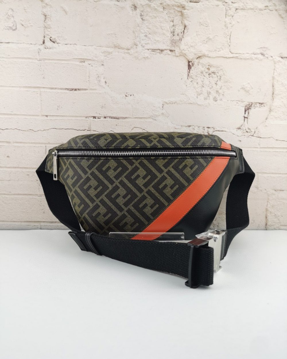 1:1 Replica Fendi Belt Bag Khaki/Orange For Men, Men's Bags 18.1in/46cm FF 7VA434