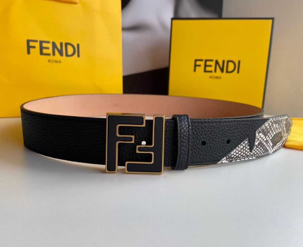 1:1 Replica Fendi Belt With Double F Buckle Black For Women, Women Belt