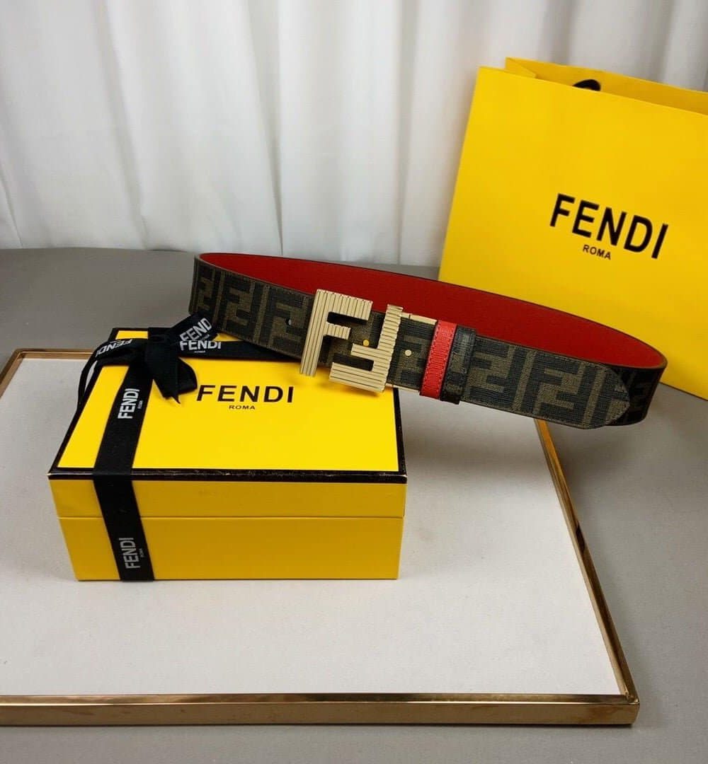 1:1 Replica Fendi Belt With Double F Buckle Brown For Women, Women Belt