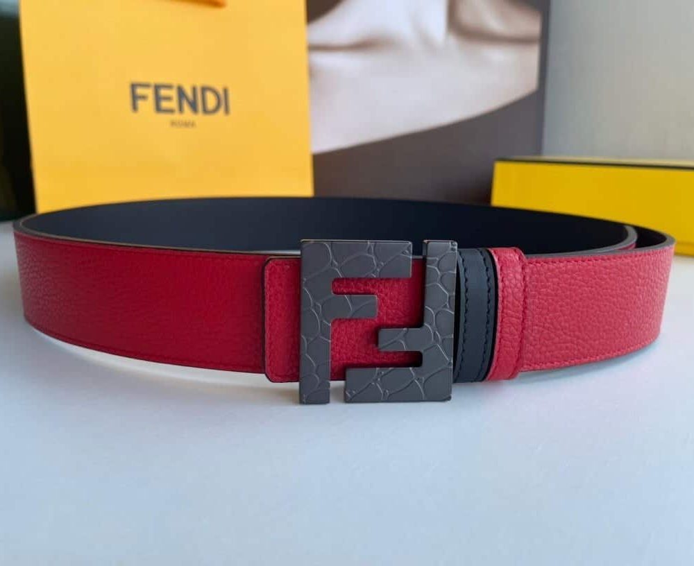 1:1 Replica Fendi Belt With Double F Buckle Red For Women, Women Belt