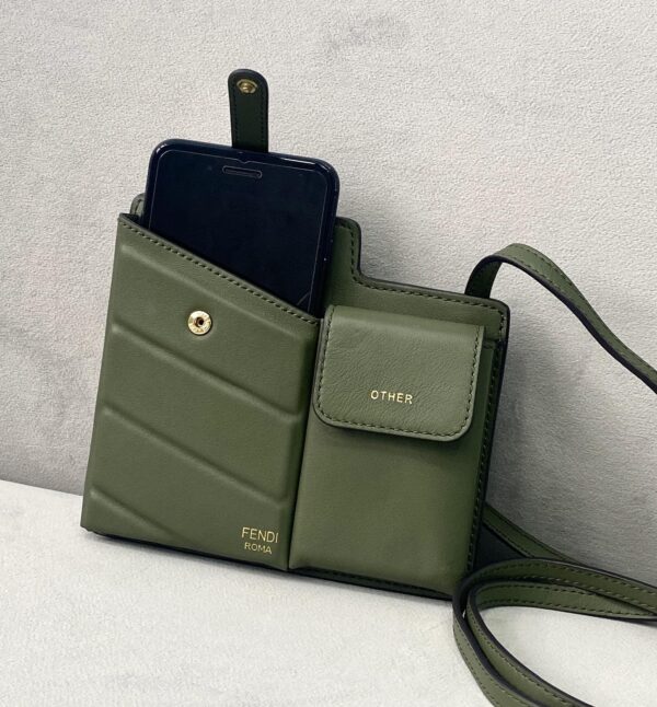 1:1 Replica Fendi Bustine 2 Pockets Mini Olive Bag For Woman 16cm/6in