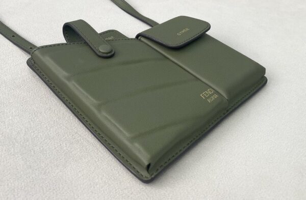 1:1 Replica Fendi Bustine 2 Pockets Mini Olive Bag For Woman 16cm/6in