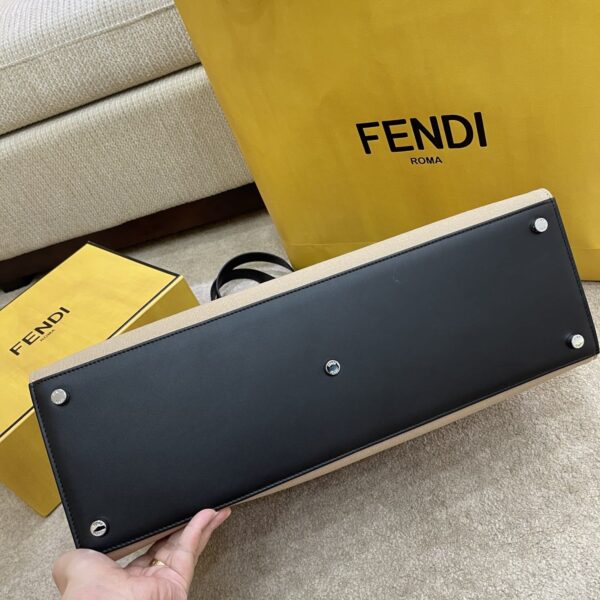 1:1 Replica Fendi Canvas Tote Bag Cream/Black For Women, Women's Handbags 18.1in/46cm FF 7VA480