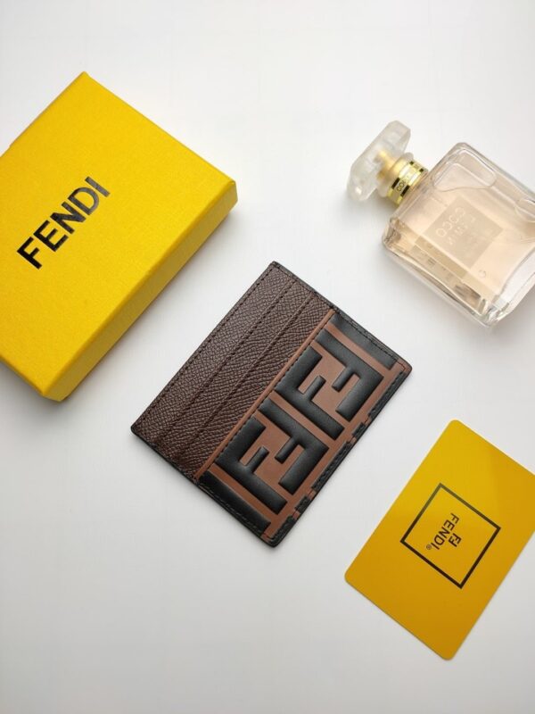 1:1 Replica Fendi Card Case Brown With Brown Card Slots For Men 4in/10cm FF