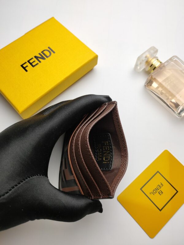 1:1 Replica Fendi Card Case Brown With Brown Card Slots For Men 4in/10cm FF