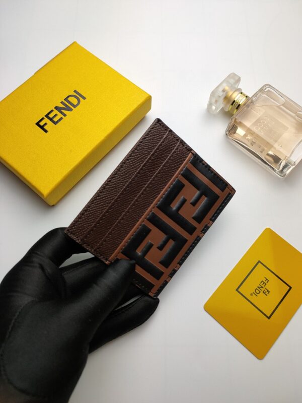 1:1 Replica Fendi Card Case Brown With Brown Card Slots For Men 4in/10cm FF