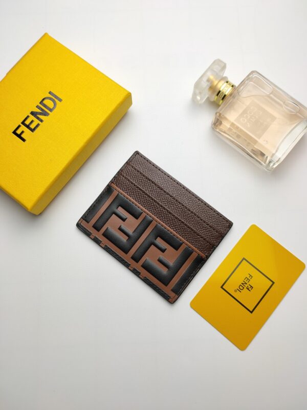 1:1 Replica Fendi Card Case Brown With Brown Card Slots For Men 4in/10cm FF