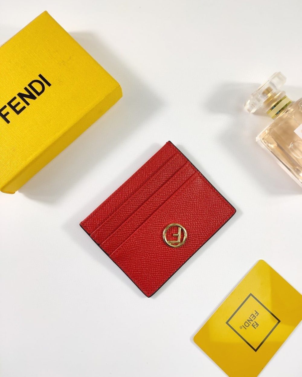 1:1 Replica Fendi Card Case Flat Red For Women 4in/10cm FF 8M0445A18BF0MVV