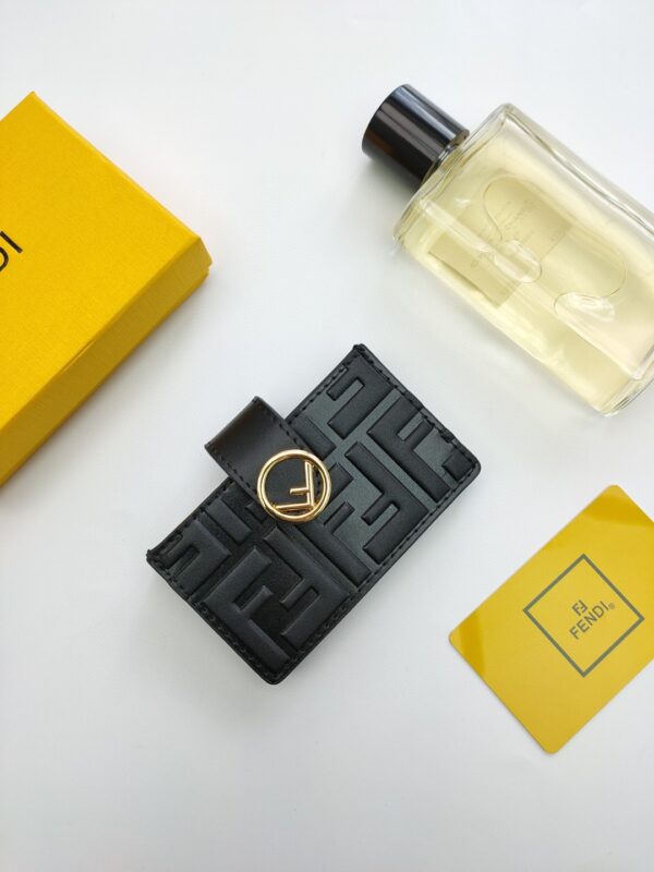 1:1 Replica Fendi Card Holder Black With Black Gusseted Card Holder For Men 4in/10cm FF