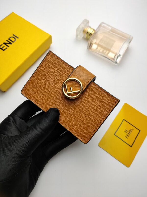 1:1 Replica Fendi Card Holder Brown With Brown Gusseted Card Holder For Women 4in/10cm FF