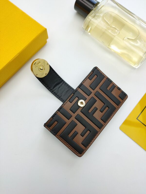 1:1 Replica Fendi Card Holder Brown With Cloud Blue Gusseted Card Holder For Women 4in/10cm FF
