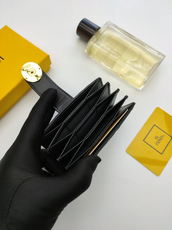 1:1 Replica Fendi Card Holder Brown With Yellow Gusseted Card Holder For Women 4in/10cm FF 8M0301A6CBF19DA