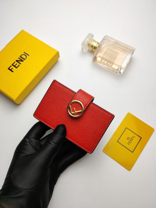 1:1 Replica Fendi Card Holder Red With Red Gusseted Card Holder For Women 4in/10cm FF