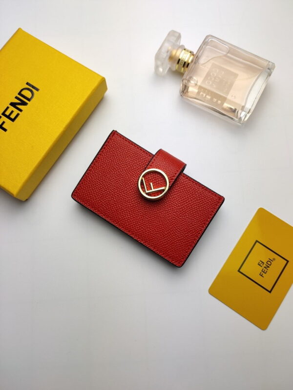 1:1 Replica Fendi Card Holder Red With Red Gusseted Card Holder For Women 4in/10cm FF