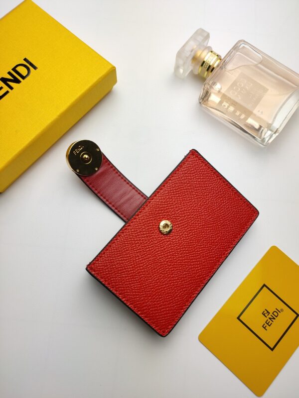 1:1 Replica Fendi Card Holder Red With Red Gusseted Card Holder For Women 4in/10cm FF