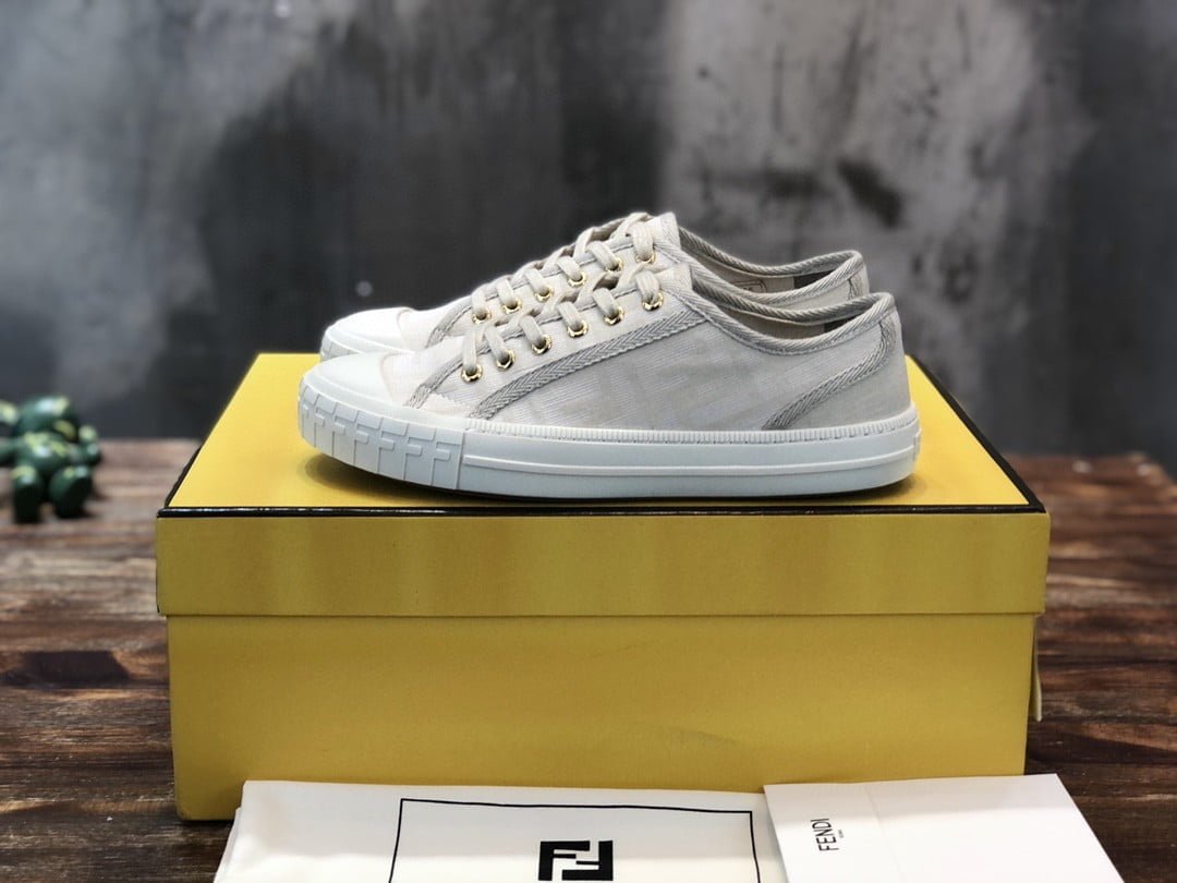 Fendi Domino Fabric Sneakers Grey For Women