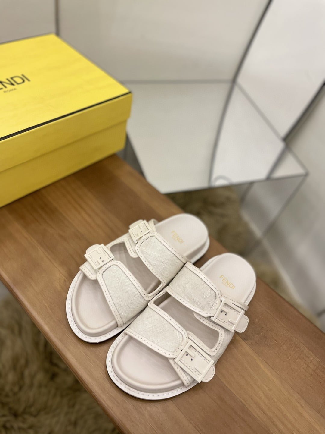 Fendi Feel Slides White For Women