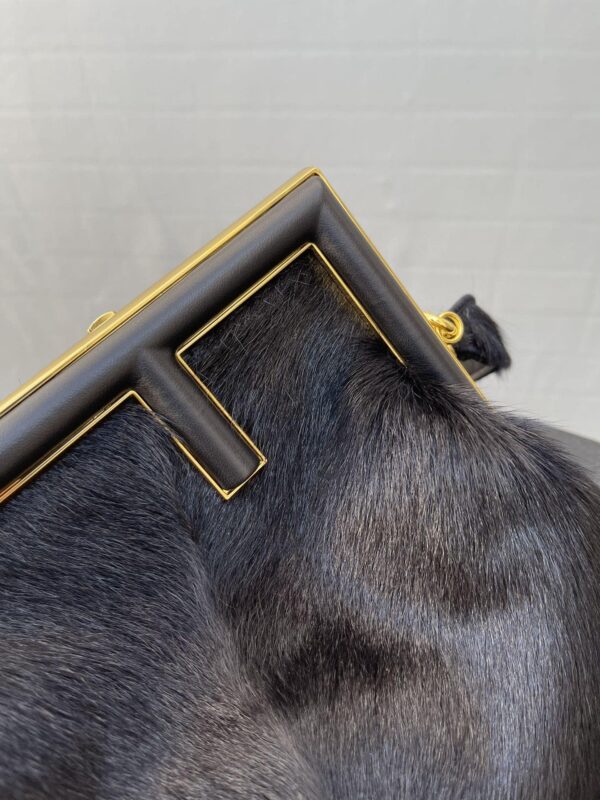 1:1 Replica Fendi First Medium Black Fox Fur Bag For Woman 32.5cm/13in