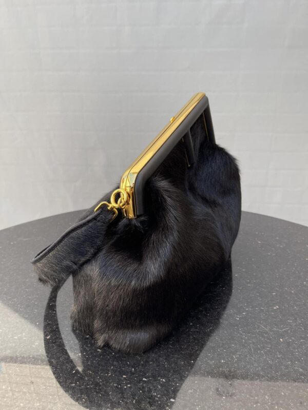 1:1 Replica Fendi First Medium Black Fox Fur Bag For Woman 32.5cm/13in