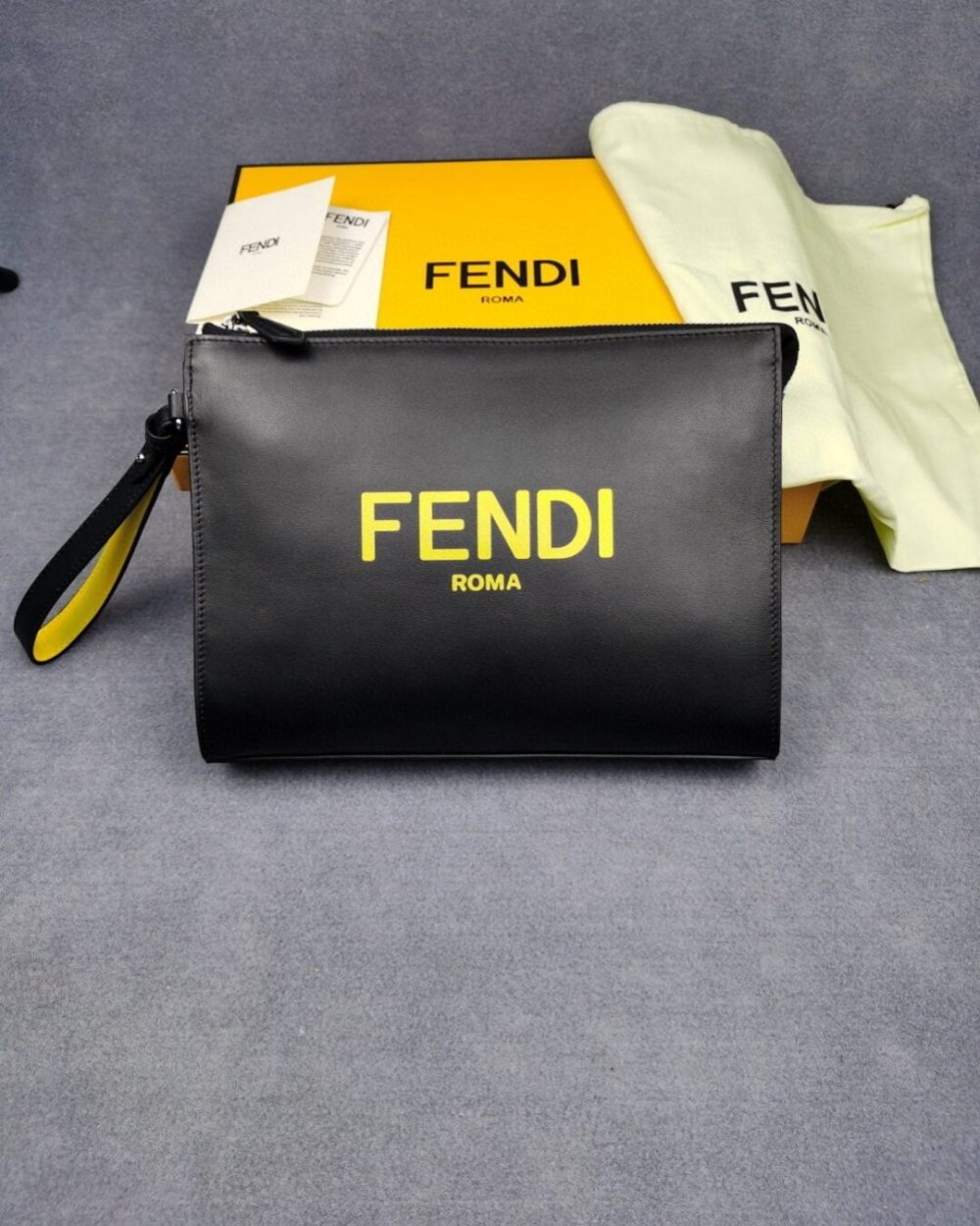 1:1 Replica Fendi Flat Pouch Black For Men 27cm/10.5in FF