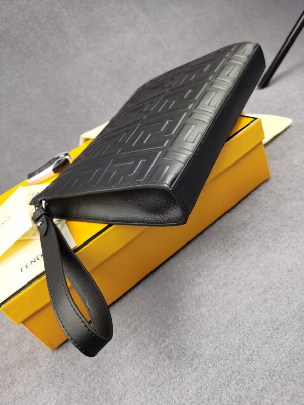 1:1 Replica Fendi Flat Pouch Black Nappa Pouch For Men 27cm/10.5in FF 7VA491A72VF0GXN