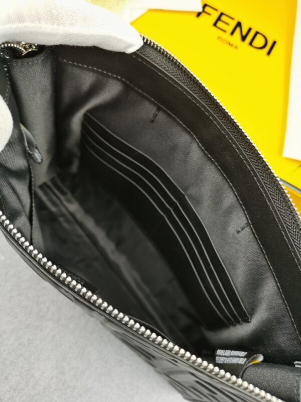 1:1 Replica Fendi Flat Pouch Black Nappa Pouch For Men 27cm/10.5in FF 7VA491A72VF0GXN