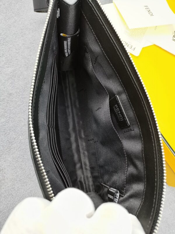1:1 Replica Fendi Flat Pouch Black Nappa Pouch For Men 27cm/10.5in FF 7VA491A72VF0GXN