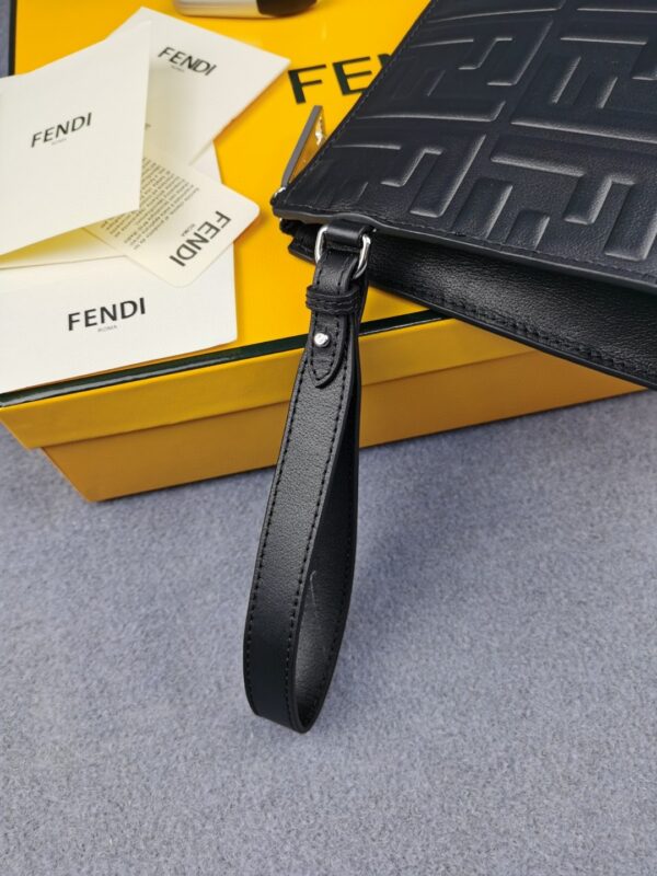 1:1 Replica Fendi Flat Pouch Black Nappa Pouch For Men 27cm/10.5in FF 7VA491A72VF0GXN