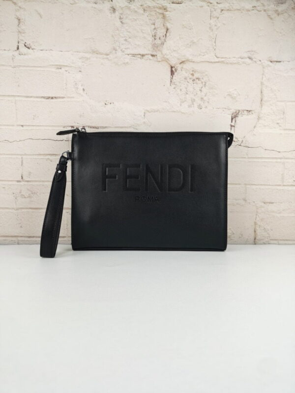 1:1 Replica Fendi Flat Pouch In Black For Men 27cm/10.5in FF 7VA491AFBFF0GXN