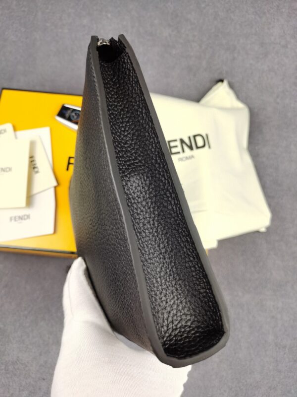 1:1 Replica Fendi Flat Pouch In Black with Silver Hardware For Men 27cm/10.5in FF