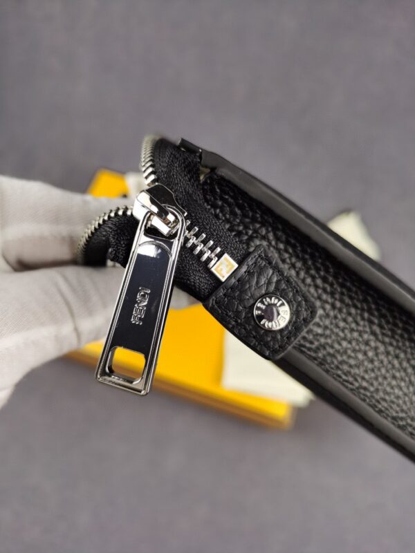 1:1 Replica Fendi Flat Pouch In Black with Silver Hardware For Men 27cm/10.5in FF