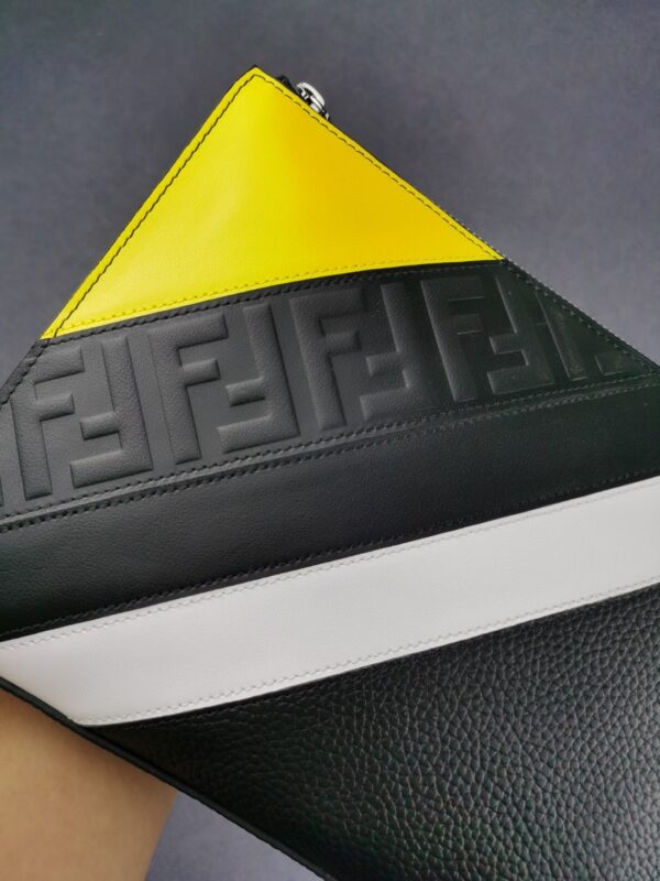 1:1 Replica Fendi Flat Pouch In Black with Silver Hardware For Men 27cm/10.5in FF