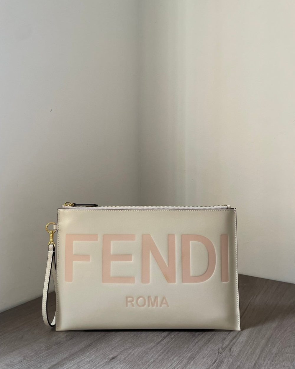 1:1 Replica Fendi Flat Pouch White Large Pouch Bag For Woman 34cm/13in 8N0178AC9LF0K7E