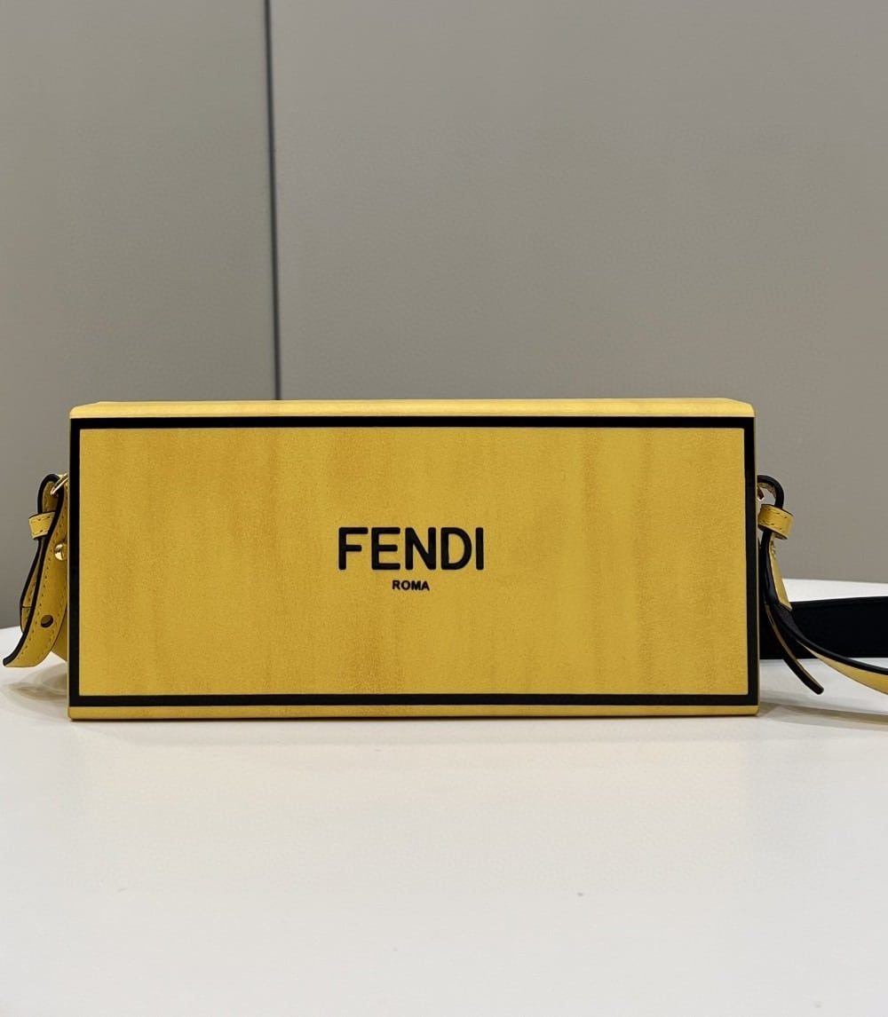 1:1 Replica Fendi Horizontal Box Yellow Bag For Woman 10.5cm/4in 7VA520ADP6F1CIA