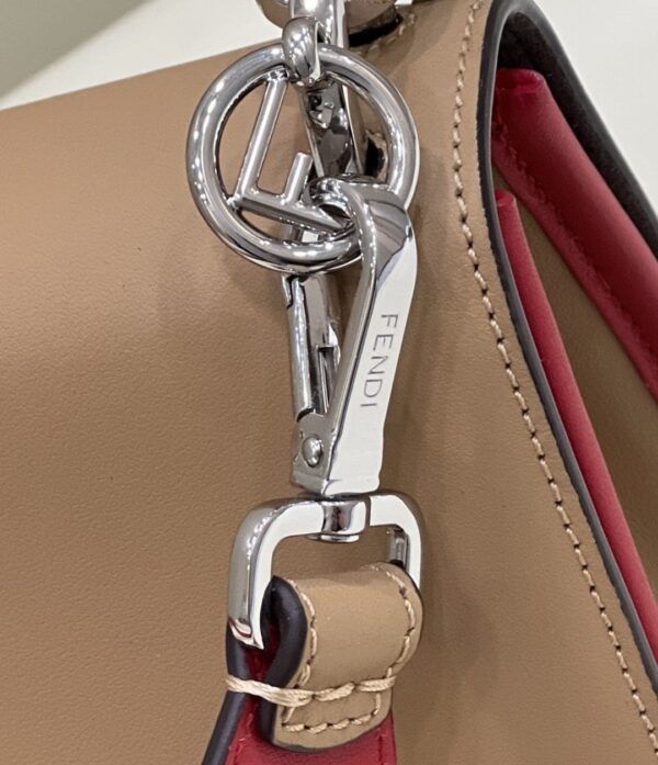 1:1 Replica Fendi Kan I F Medium Brown and Red Bag For Woman 18cm/7in