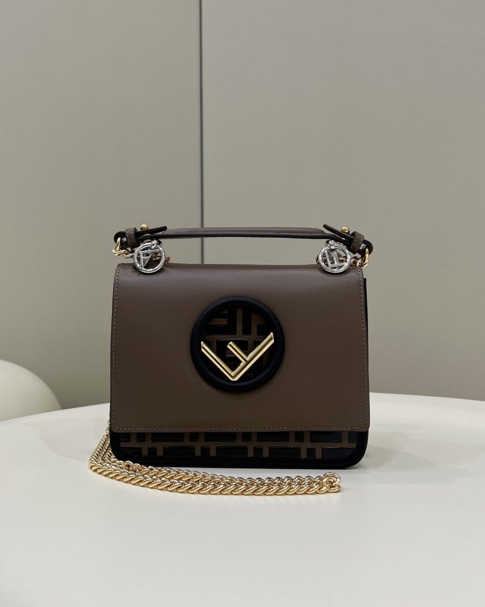 1:1 Replica Fendi Kan I F Small Brown Bag For Woman 15cm/5.5in 8BT286A651F13VK