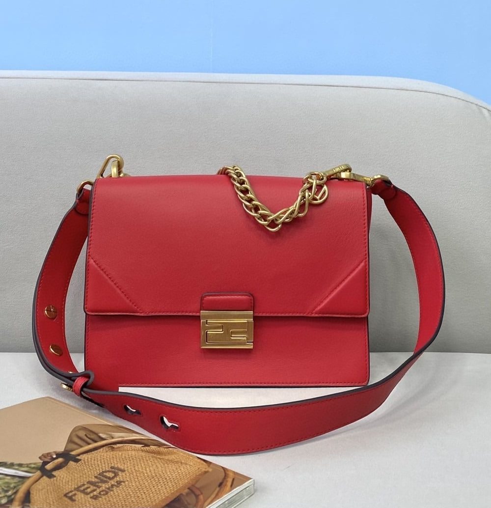 1:1 Replica Fendi Kan U Small Red Bag For Woman 25cm/9.5in
