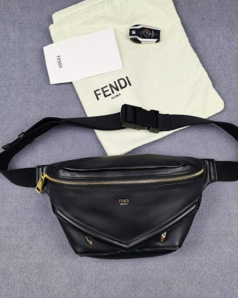 1:1 Replica Fendi Little Monster Belt Bag Black For Men, Men's Bags 7.9in/20cm FF