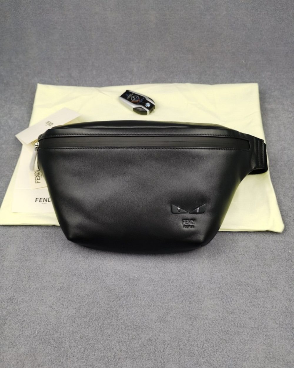 1:1 Replica Fendi Little Monster Belt Bag Black For Men, Men's Bags 7.9in/20cm FF